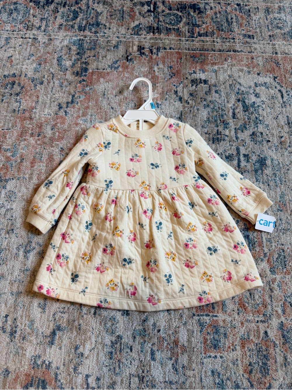 Carter's Cream Quilted Floral Long-Sleeve Dress